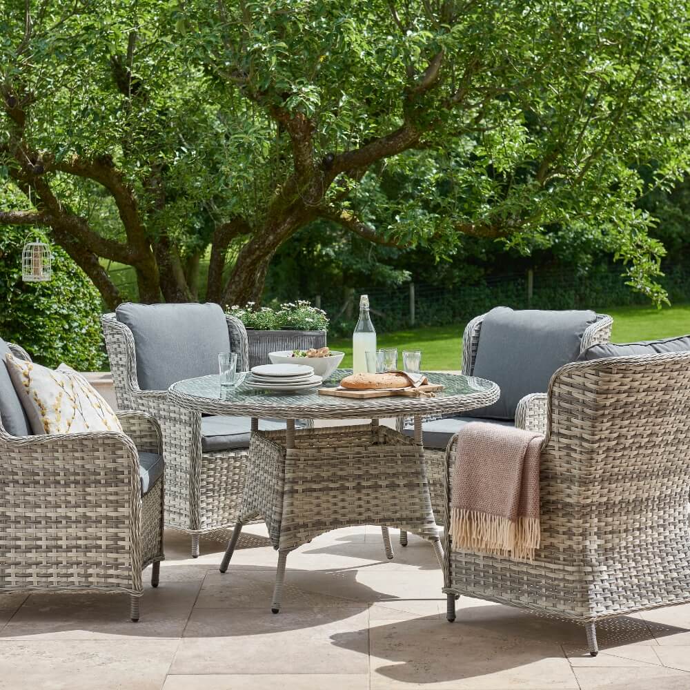 Garden Dining Set Rattan 4 Seater- in garden