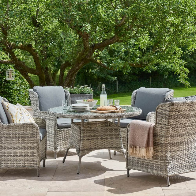 Garden Dining Set Rattan 4 Seater- in garden