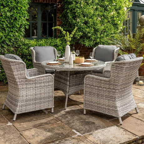Garden Dining Set Rattan 4 Seater in garden on patio