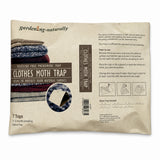 Package of gardening-naturally clothes moth trap with text and images on a beige background