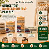 Gardening-Naturally clothes moth trap packaging with trap options and usage instructions.