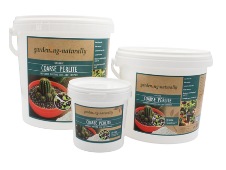 Gardening Naturally coarse perlite available in different sizes for improving potting soil and compost