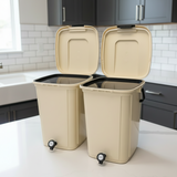 bokashi bin with trays in beige