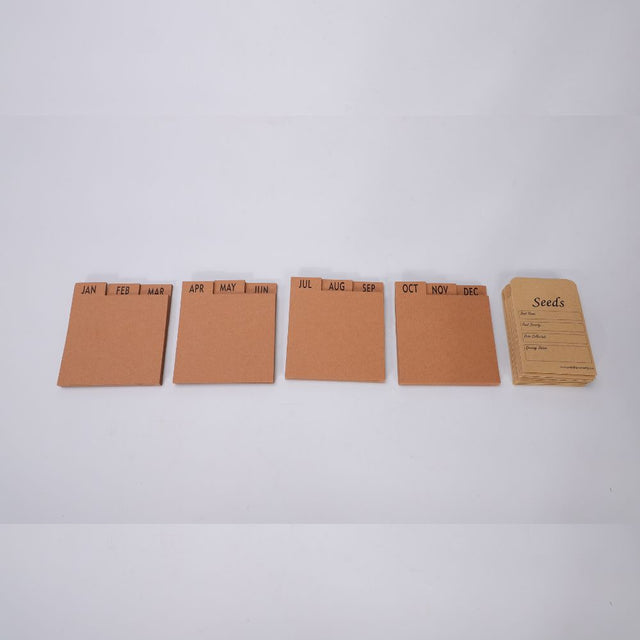 seed envelopes and tin dividers