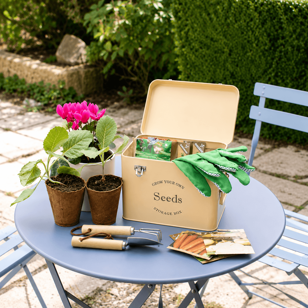 garden seed tin Seed Packet Storage Tin, Cream Metal