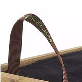 Brown strap with green pattern on a wooden surface