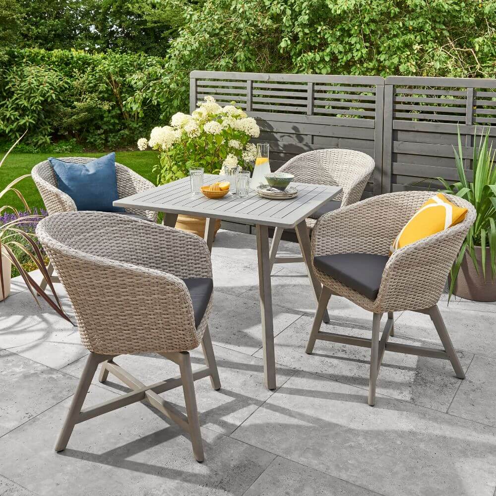 Outdoor 4 Seater Woven Dining Set - Chedworth