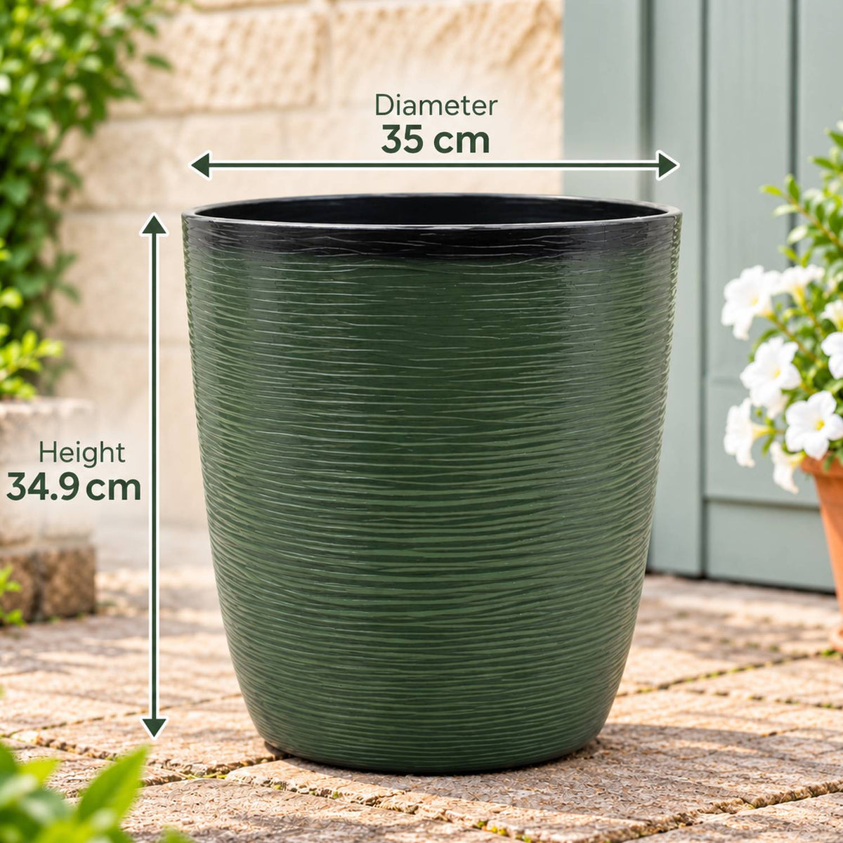 Dark green pot with size