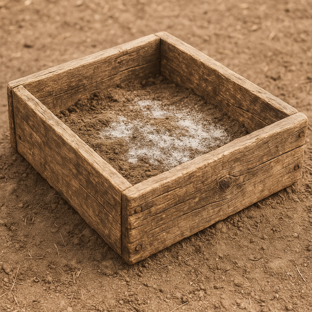 Chicken nesting bath with diatomaceous earth sprinkled in