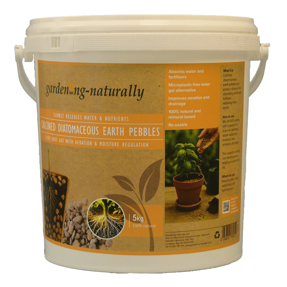 tub of diatomaceous earth pebbles