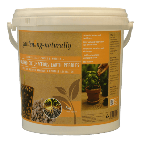 tub of diatomaceous earth pebbles