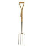 Garden fork with wooden handle on a white background