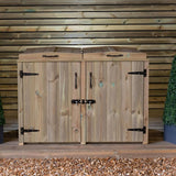 double compartment rustic bin storage with 2 doors and black hinges