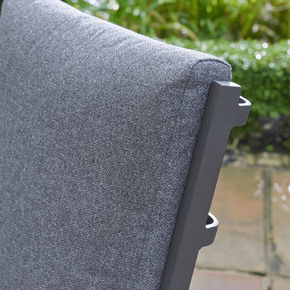 close up of bistro set displaying two glasses of ice water and a few plates