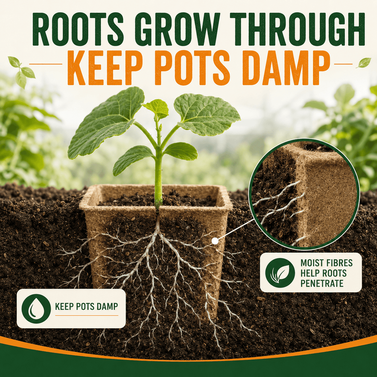 biodegradable plant pots being buried