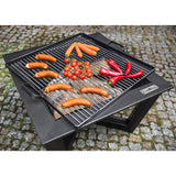 Concate fire pit bbq with food on grill