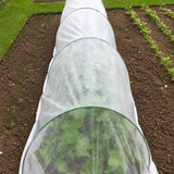 fleece garden tunnel on an allotment