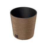 Natural colour plant pot with ribbed exterior and an inner pot