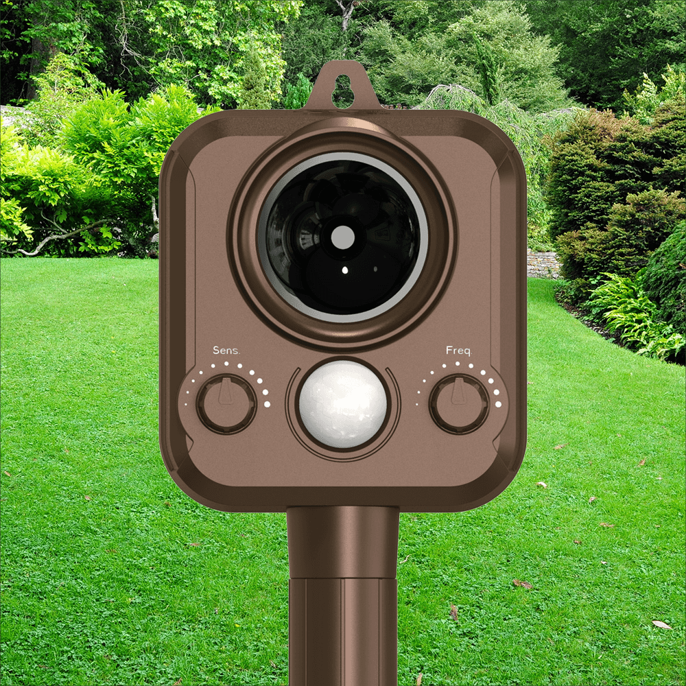 Fox Repeller front view with a lawn behind