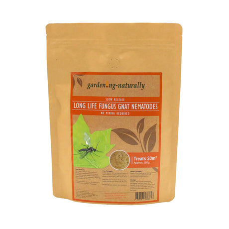 Package of garden nematodes with a label on a white background