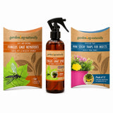 Gardening products including Fungus Gnat Nematodes, Spray, and Mini Sticky Traps for Insects on a white background.