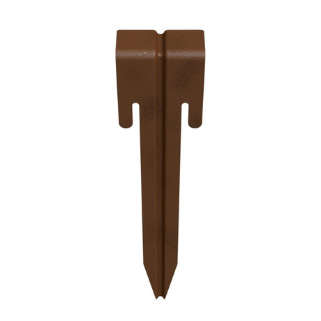 A bronze-colored universal garden edging peg made of galvanised steel with a powder-coated finish.