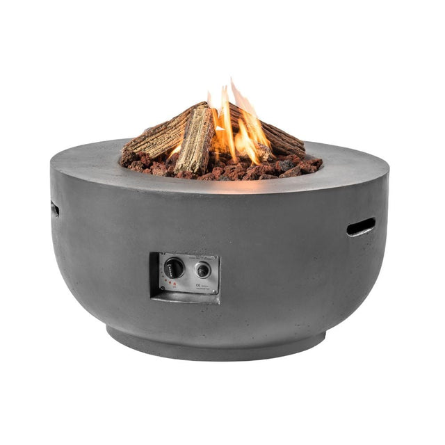 Cylindrical fire pit on a white background
