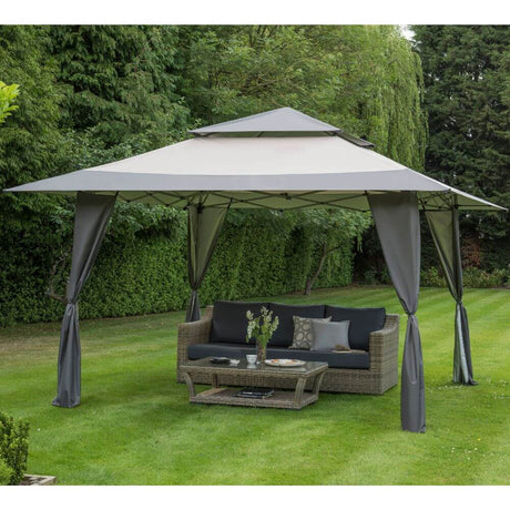 Garden Gazebo and small garden sofa in grey on the grass