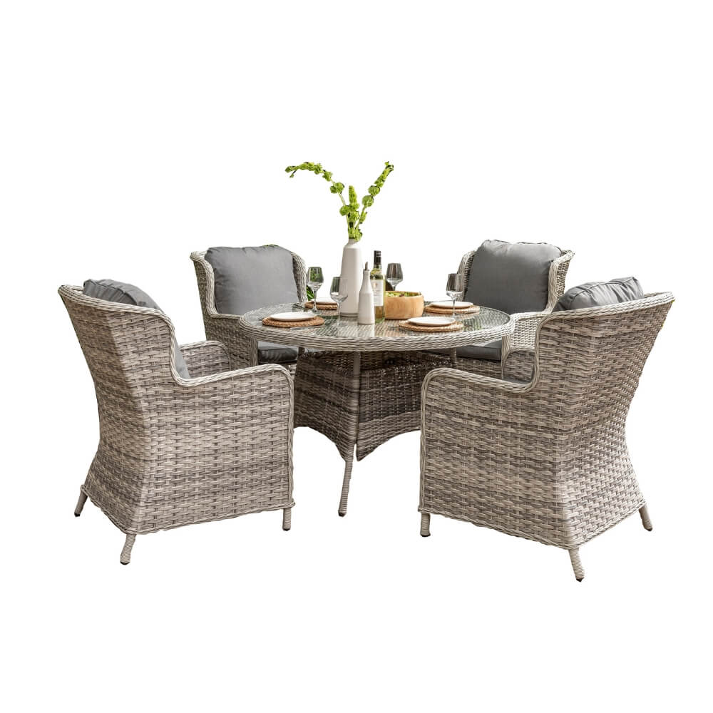 Garden Dining Set Rattan 4 Seater wihite background