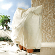 White heavy duty fleece covering plant pots