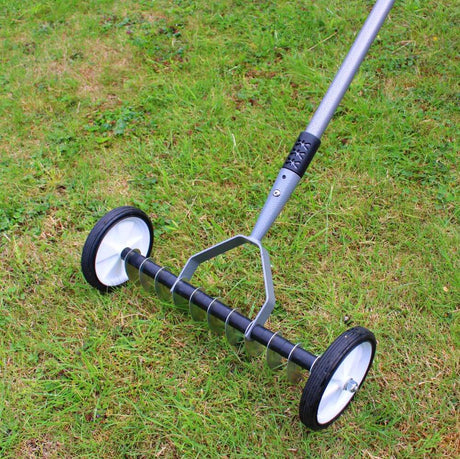 garden lawn scarifier on lawn