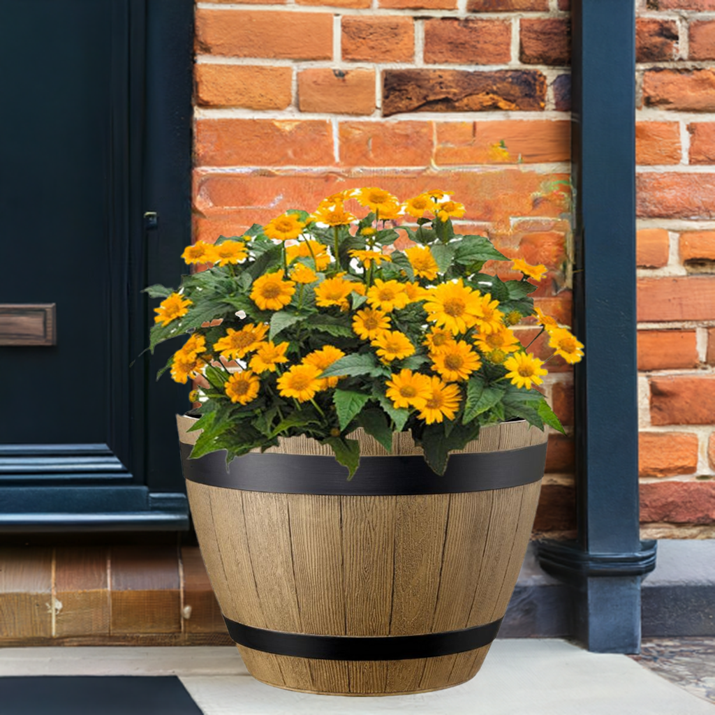 Barrel Planters Lightweight Garden Pot by Flowersea