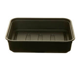 Black plastic gravel tray on a white background