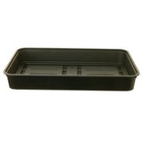 Black plastic tray on a white background