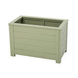 green wooden trough planter on white background