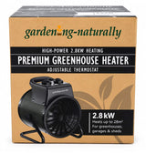 Gardening Naturally 2.8kw greenhouse heater in a retail box.