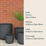 Charcoal Plant Pots Textured 4 Sizes