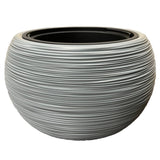 Grey ribbed plant pot round 