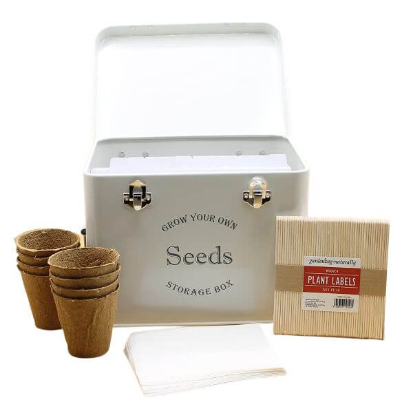 Gardeners Grey Seed Storage Tin Gift Set