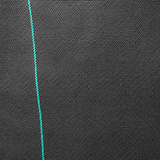 Close-up of black fabric with a green thread running vertically