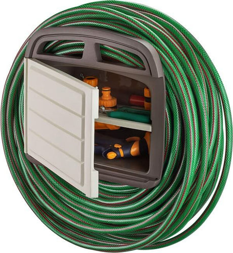 Garden Hose Storage Hanger with Accessories Compartment