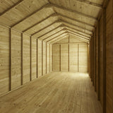 inside large shed structure