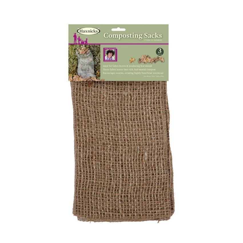 pack of 3 jute composting leaf sacks