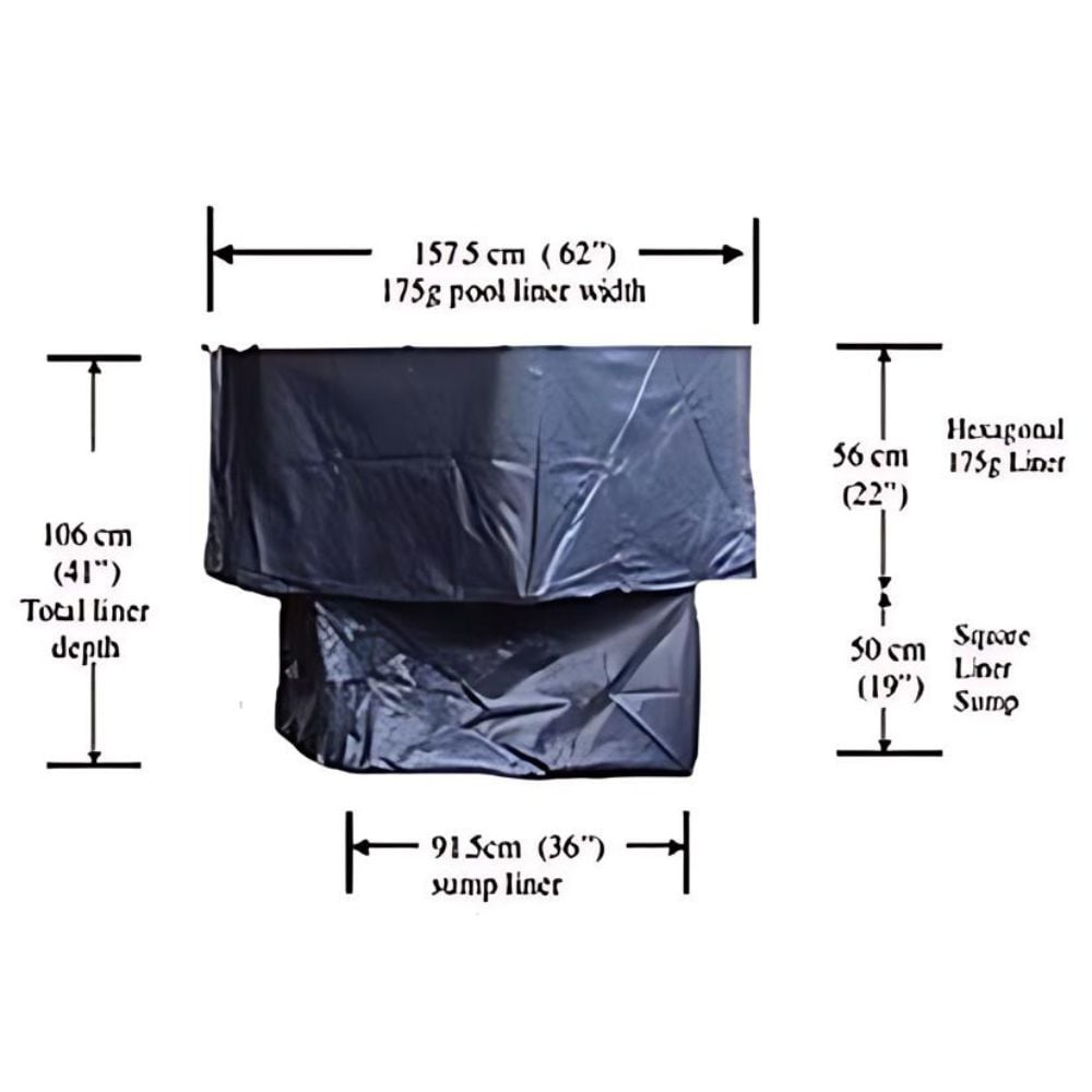 koi pond dimensions on white background