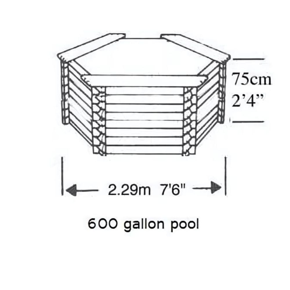 drawing of a 600 gallon koi pond