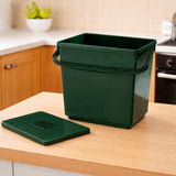 30 litre green kitchen compost bin with lid on a kitchen counter