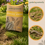 Package of leatherjacket nematodes with images of nematodes on grass