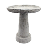 light grey bird bath on a white background