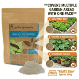 Garden-naturally long life slug nematodes packaging with product usage information on a white background