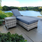 Garden Lounger and Side Coffee Table Set in Grey